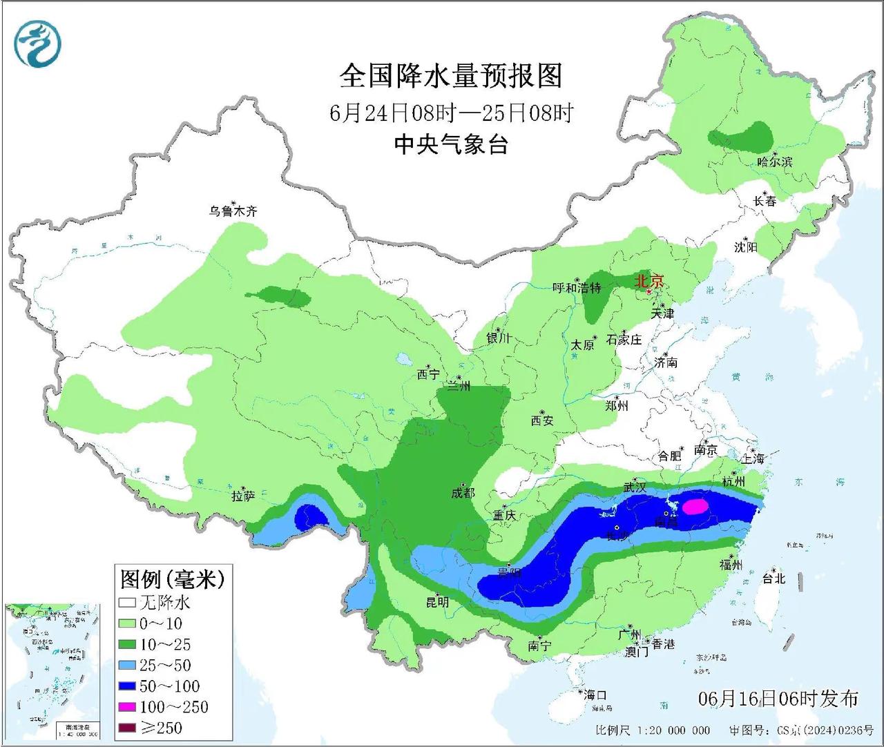 长江中下游暴力梅雨来袭，6月18日～26日，江苏中南部、上海、浙江、江西中北部、