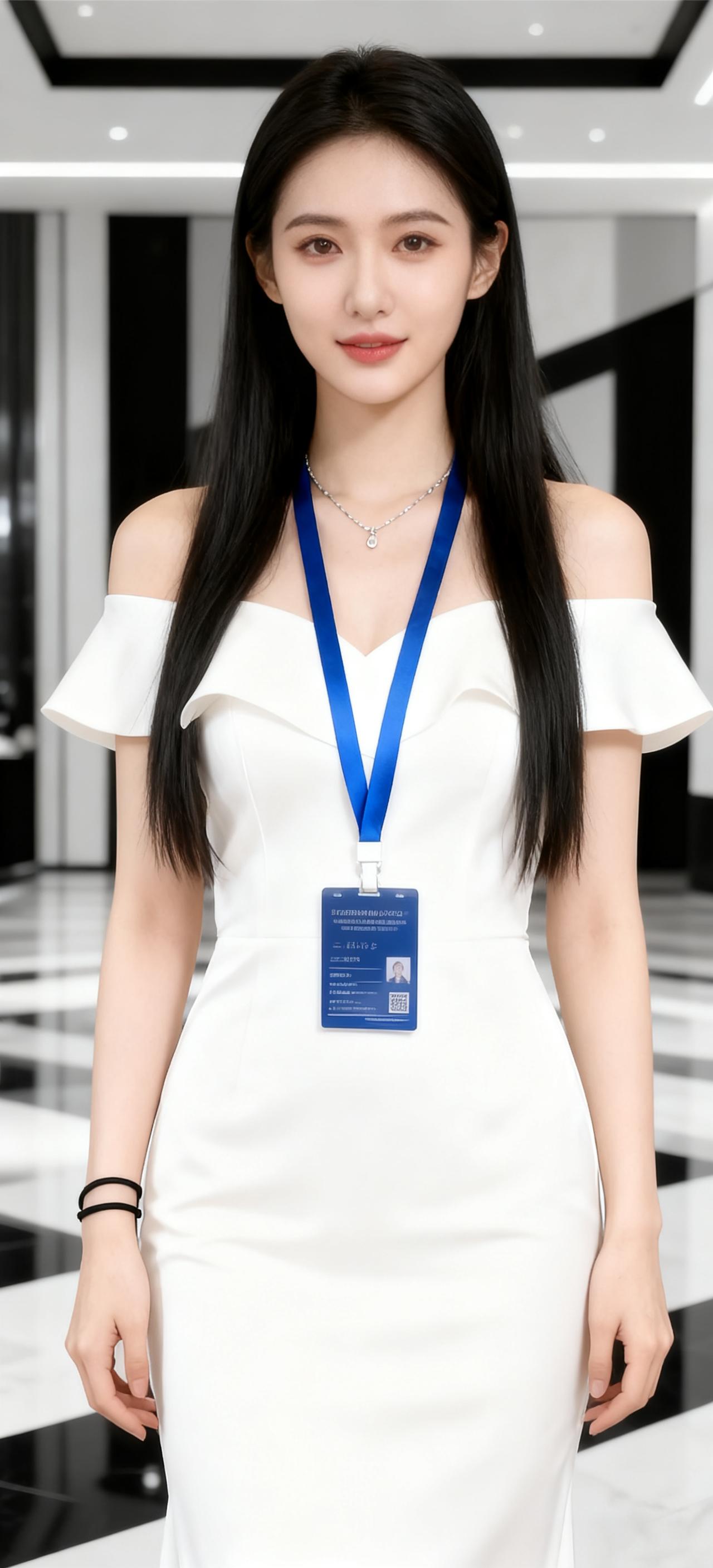 白色一字肩礼服裙，简约的纯白色调，自带优雅大气的质感。这样的美女主持人，喜欢吗