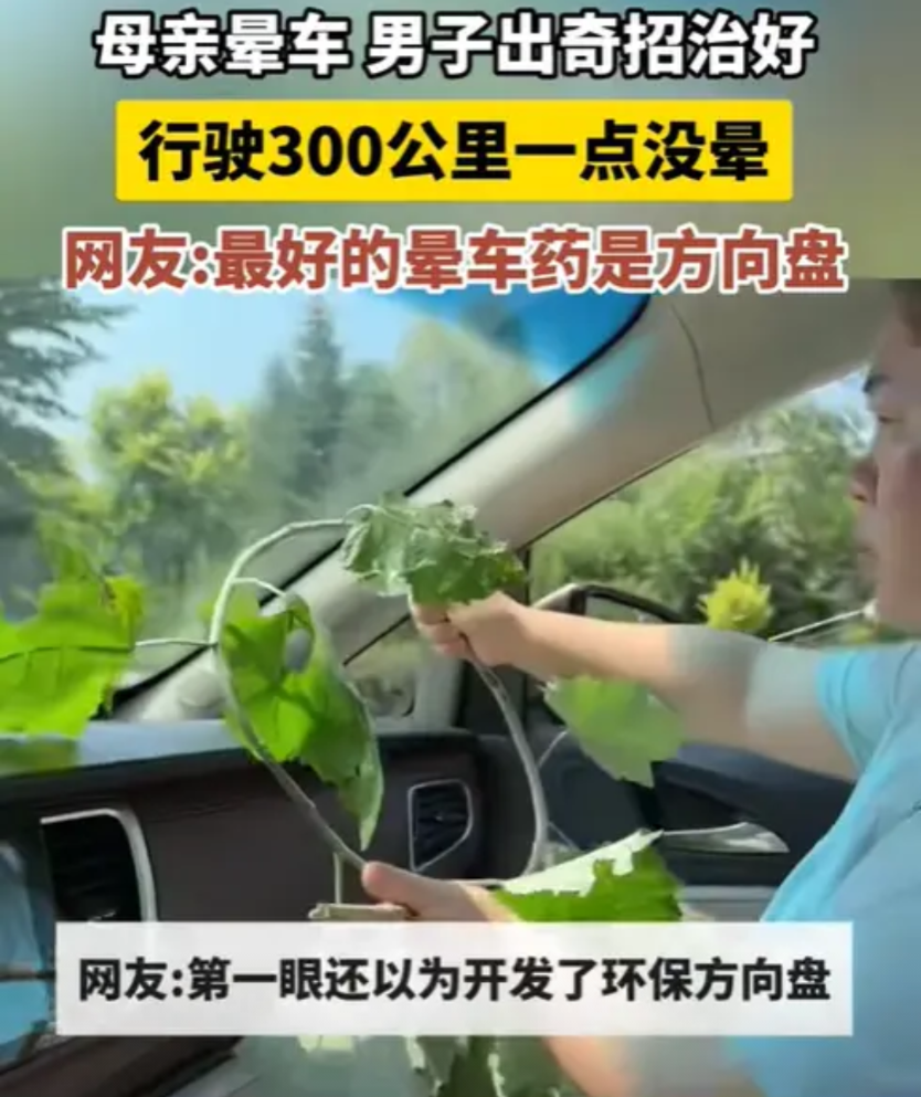 “人怎么能这么聪明！”8月10日，浙江，一男子的母亲晕车严重，为了让母亲舒服，男