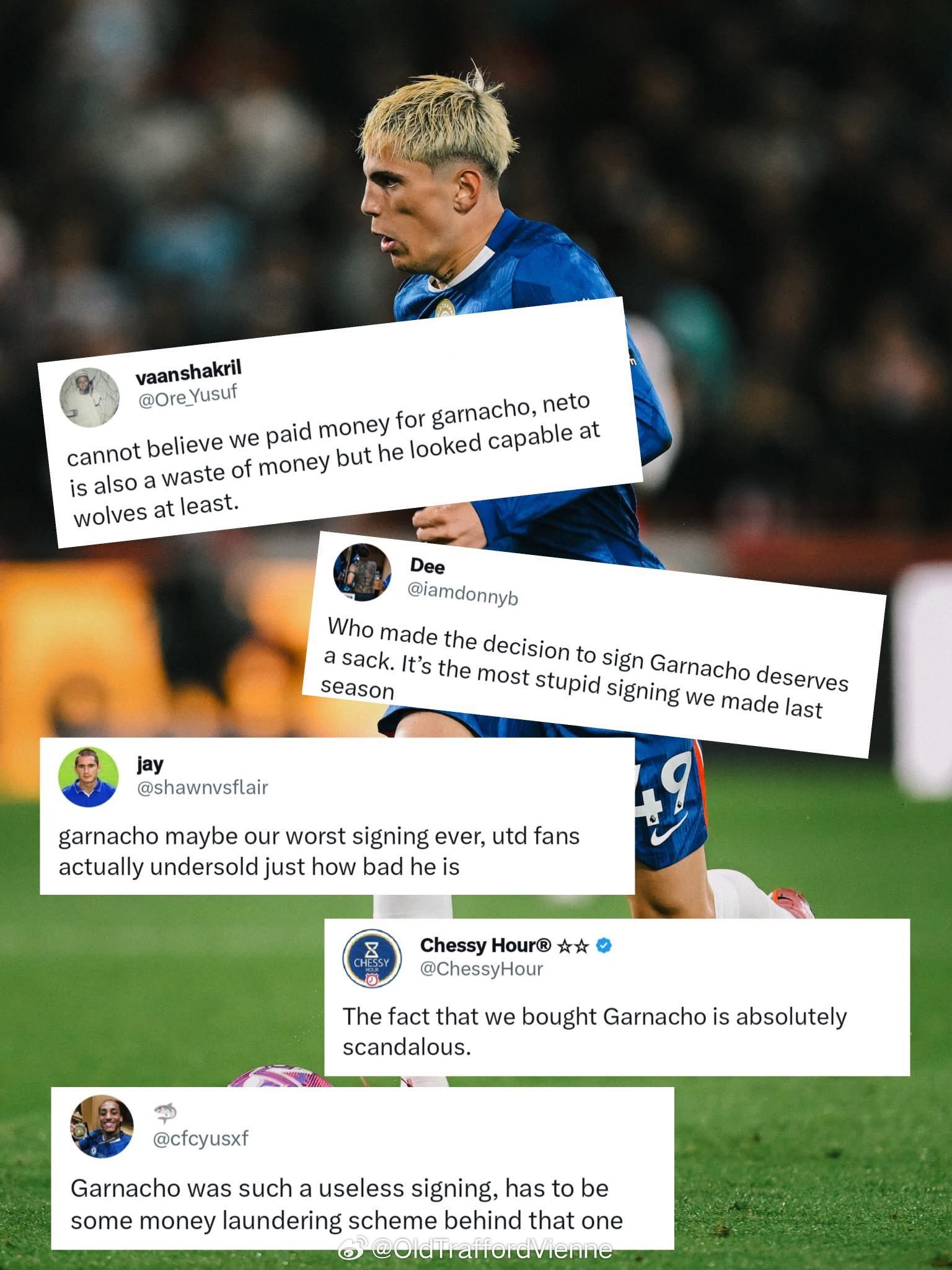 切尔西球迷抱怨买下加纳乔“买加纳乔真荒谬，买内托看起来也是纯浪费钱，但至少他之前