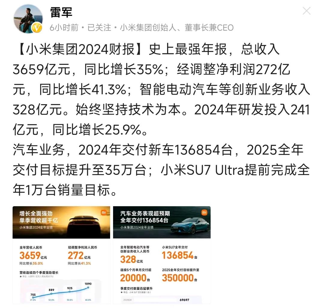 小米汽车不是亏钱销售吗？怎么还赚那么多钱。