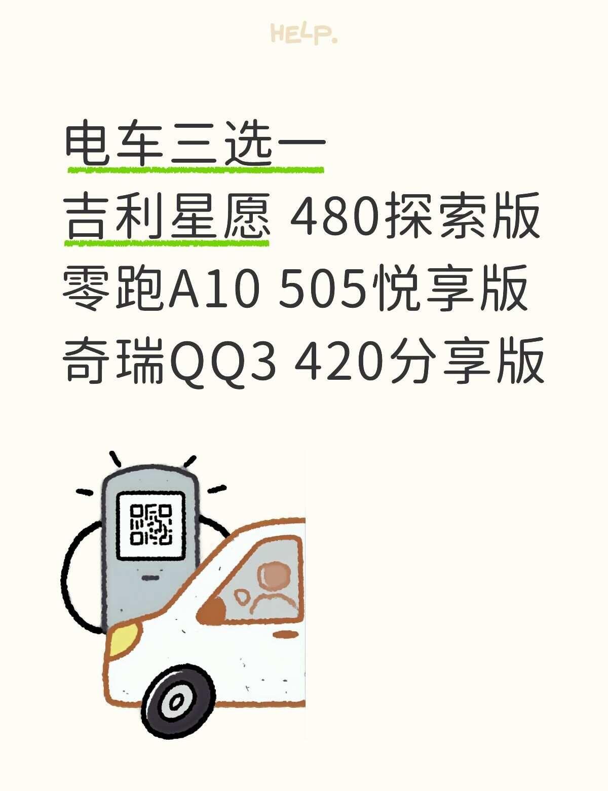 1.吉利星愿，一直没有试驾车，只看了展车，三个中相同配置价格最贵，电池最好。2