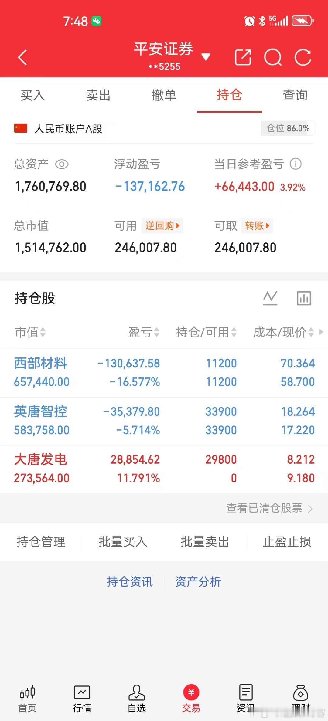 股票独行客持有：英唐智控，西部材料，大唐发电出：英唐智控，西部材料，大唐发电，每