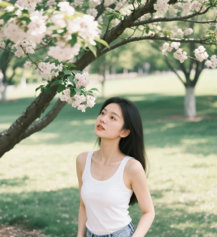 树影是流动的琥珀，封存她的慵懒与美好