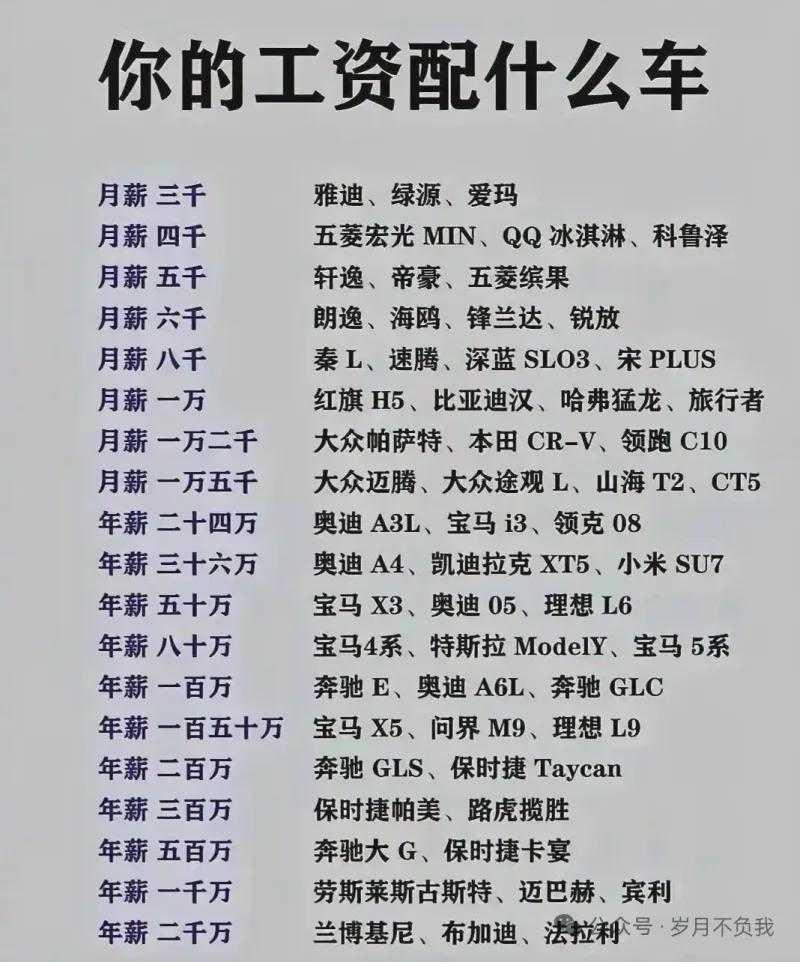 你的工资配什么车