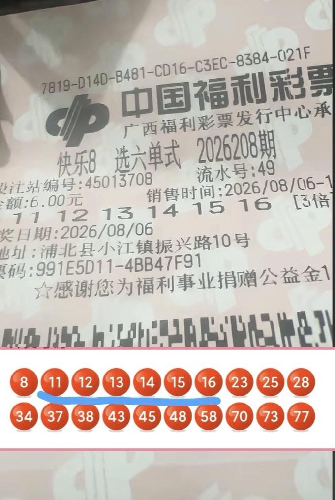 罕见6连号现身！快乐8当期奖项全面开花。昨晚快乐8262087期开奖引爆彩