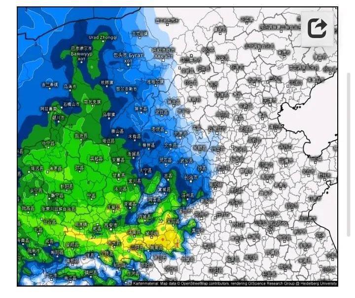 EC最新预报出来了，京津冀调强了；北京24小时降雪量可以有大雪，天津也会有中雪，