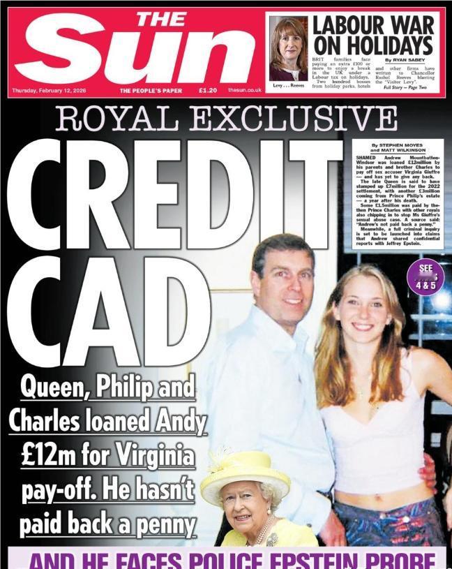 英国发行量最大的报纸《太阳报》爆料，变态的英国王子安德鲁，在2022年向其性侵受