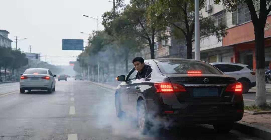惊心！岳阳轿车行驶中起火，几分钟烧成空壳，车主惊险逃生就在昨日傍晚，岳阳的街
