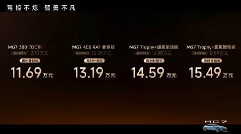 11.69-15.49万的平权超跑MG7还要啥自行车？基础参数：4884*18