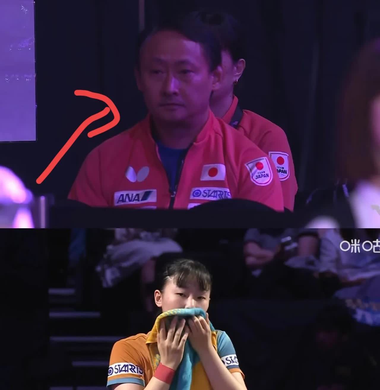 张本宇黑脸了！看到女儿张本美和再一次输给早田希娜，还是本土作战，脸都气黑