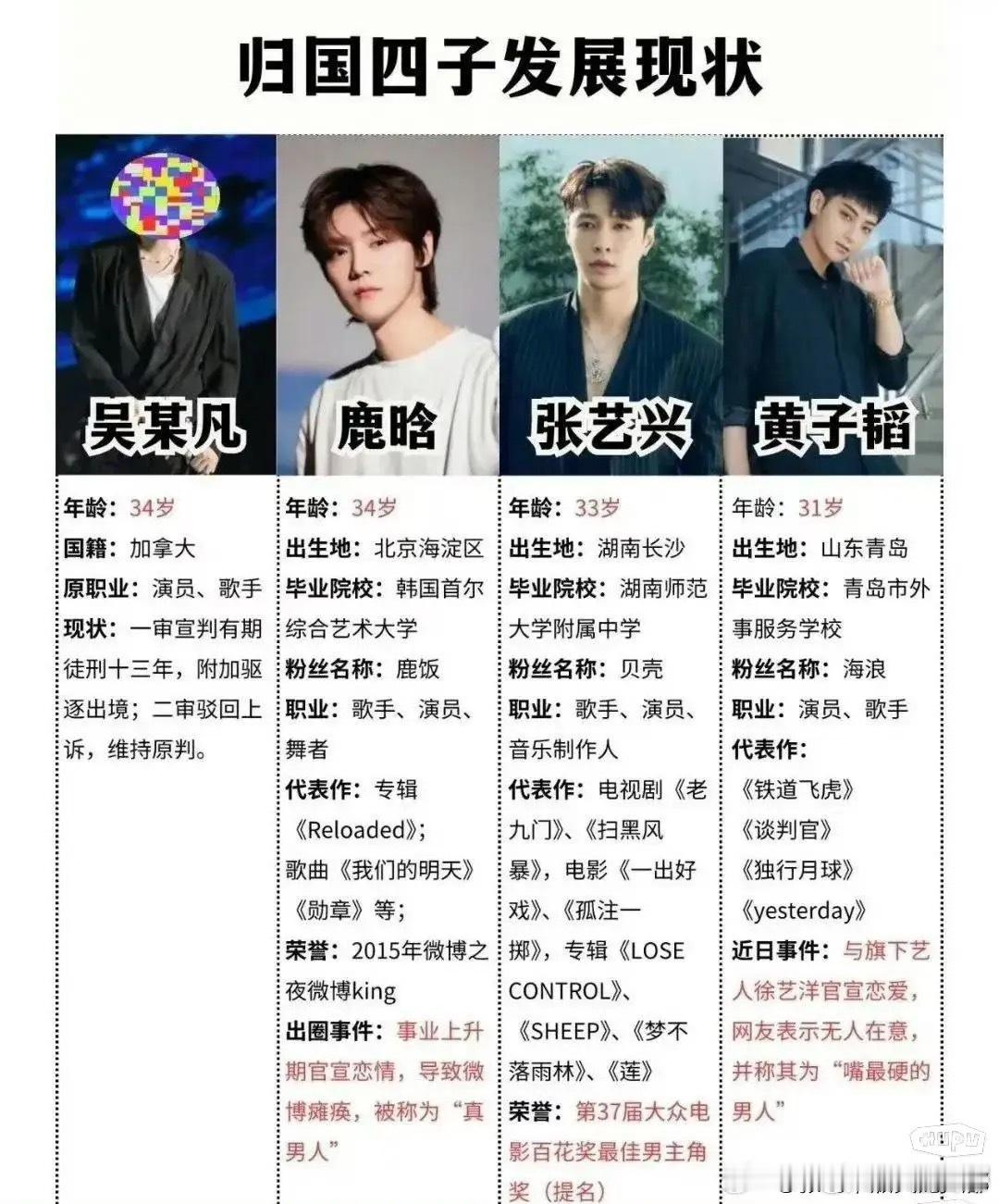 归国四子发展现状​​​