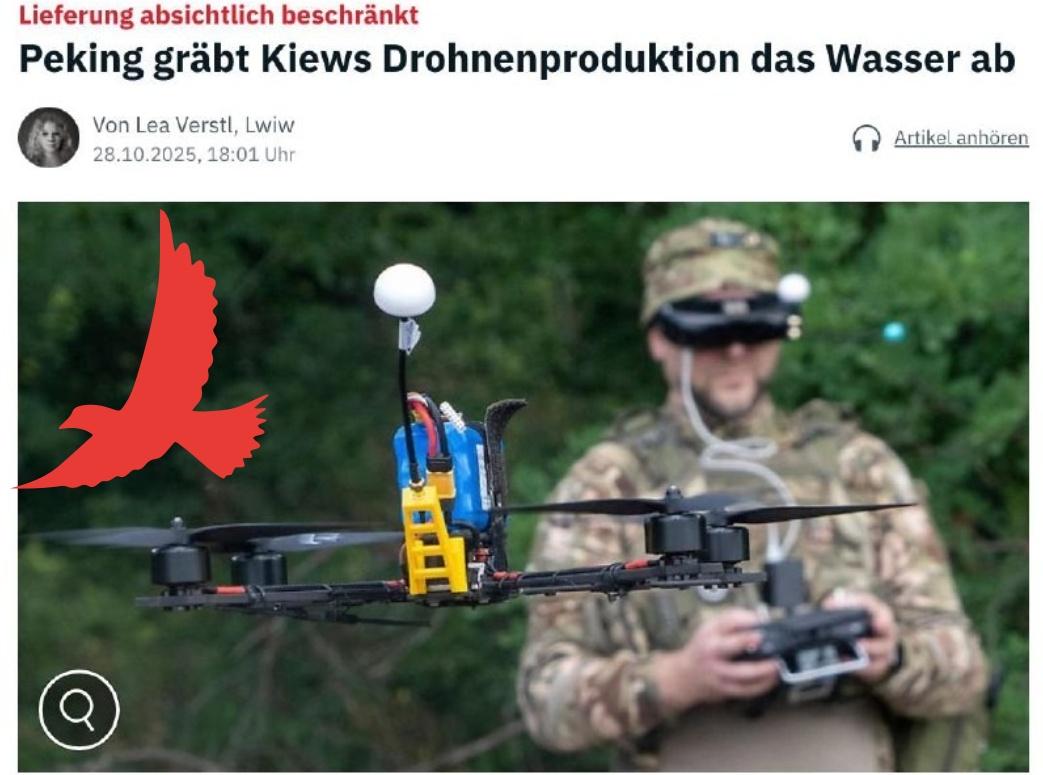 10月28日,德国N-tv电视台报道,中国正逐步加强对乌克兰无人机生产所需组