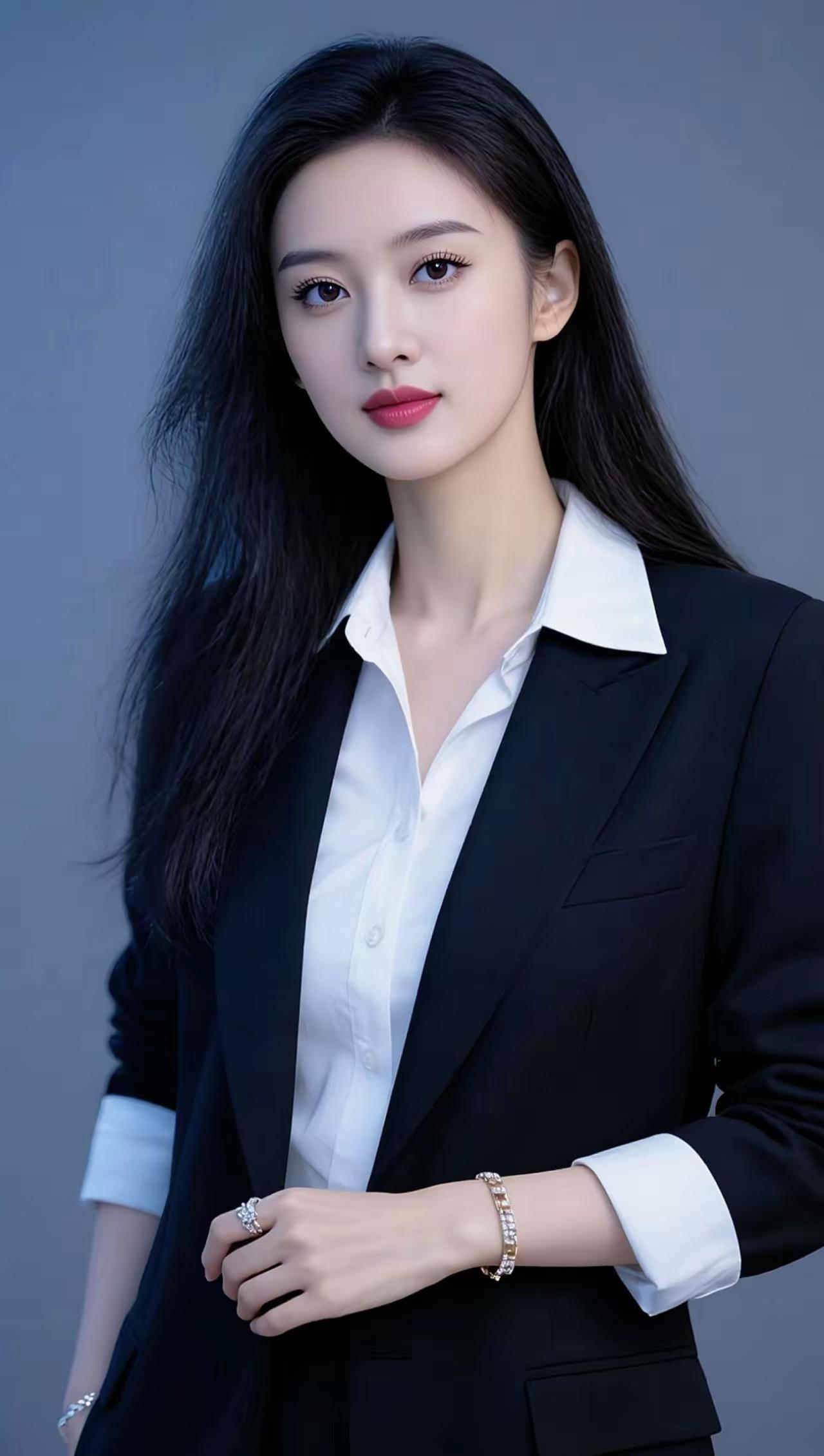 职场女神范儿，黑西装白衬衫，优雅气质扑面而来！💄✨