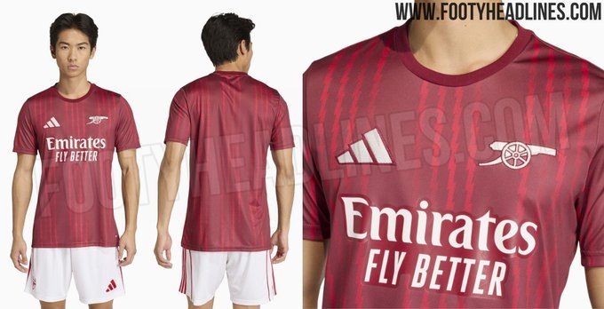 FootyHeadlines消息，阿森纳新款赛前训练服