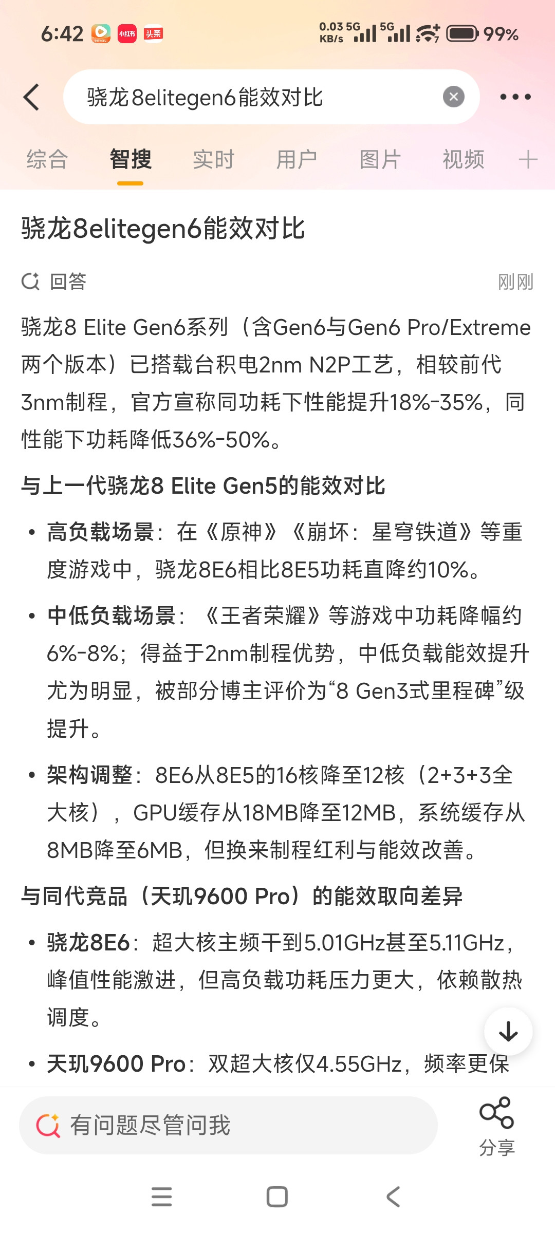 骁龙8E6与同代竞品（天玑9600Pro）的能效取向差异骁龙8E6：超大核主频干到5.01GHz甚至