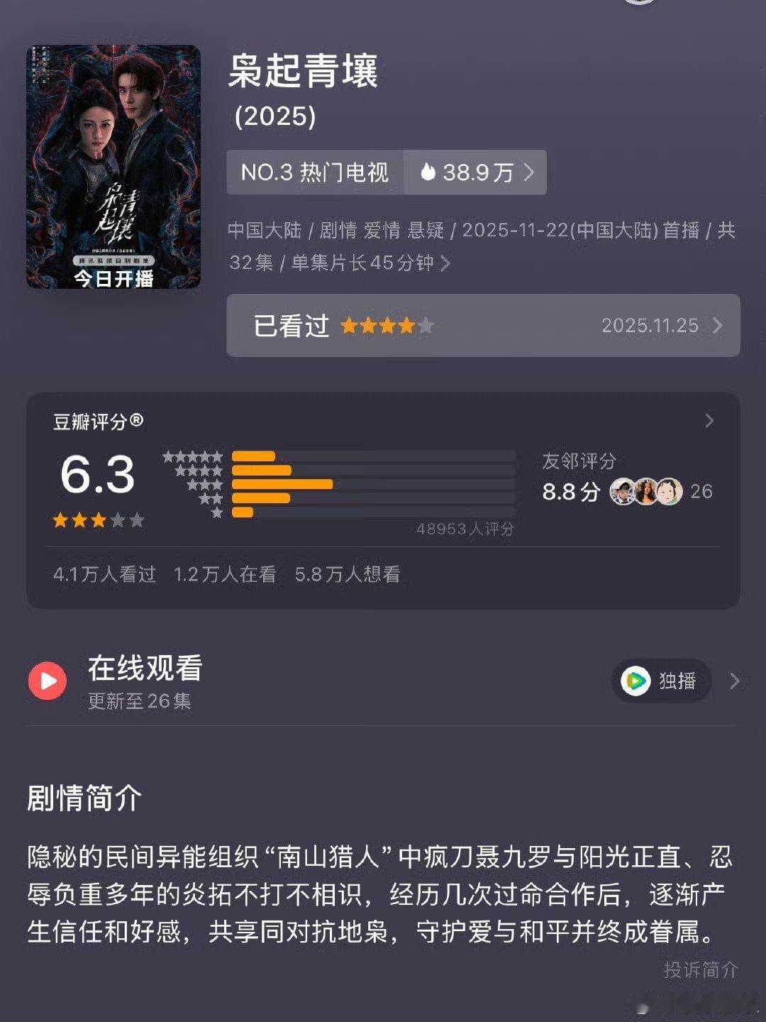 枭起青壤开分了6.3而且才5万人打分……对流量剧算少了扯不了黑不过♂👜集均1千