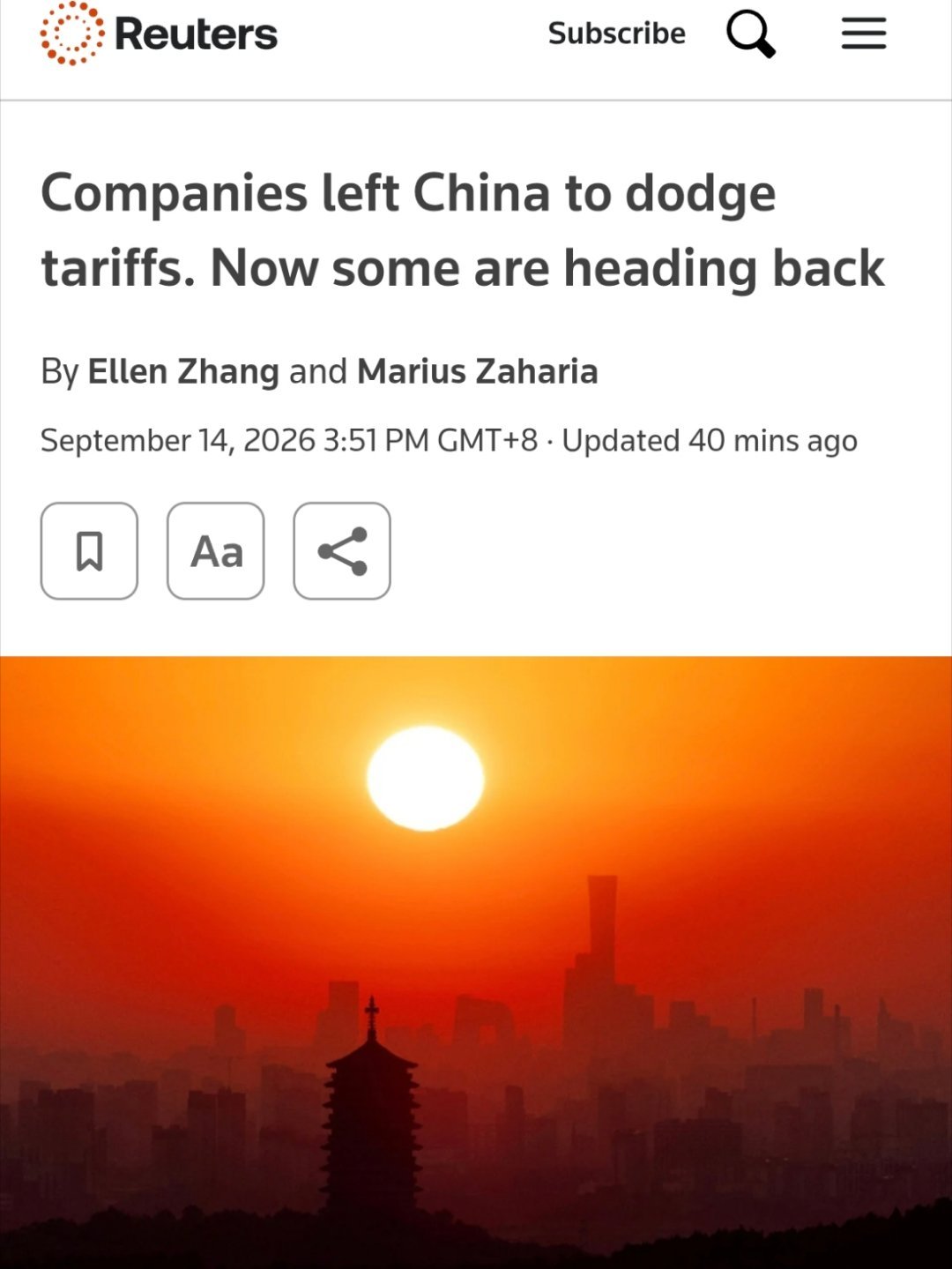 有意思！路透社又发文说搬离中国的工厂正在回流！“意识到复制中国的工厂生态系统并不