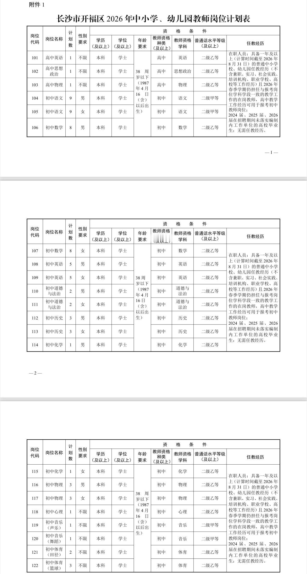 长沙开福区教师招聘120人！事业编！📌单位名称:长沙市开福区教育局?