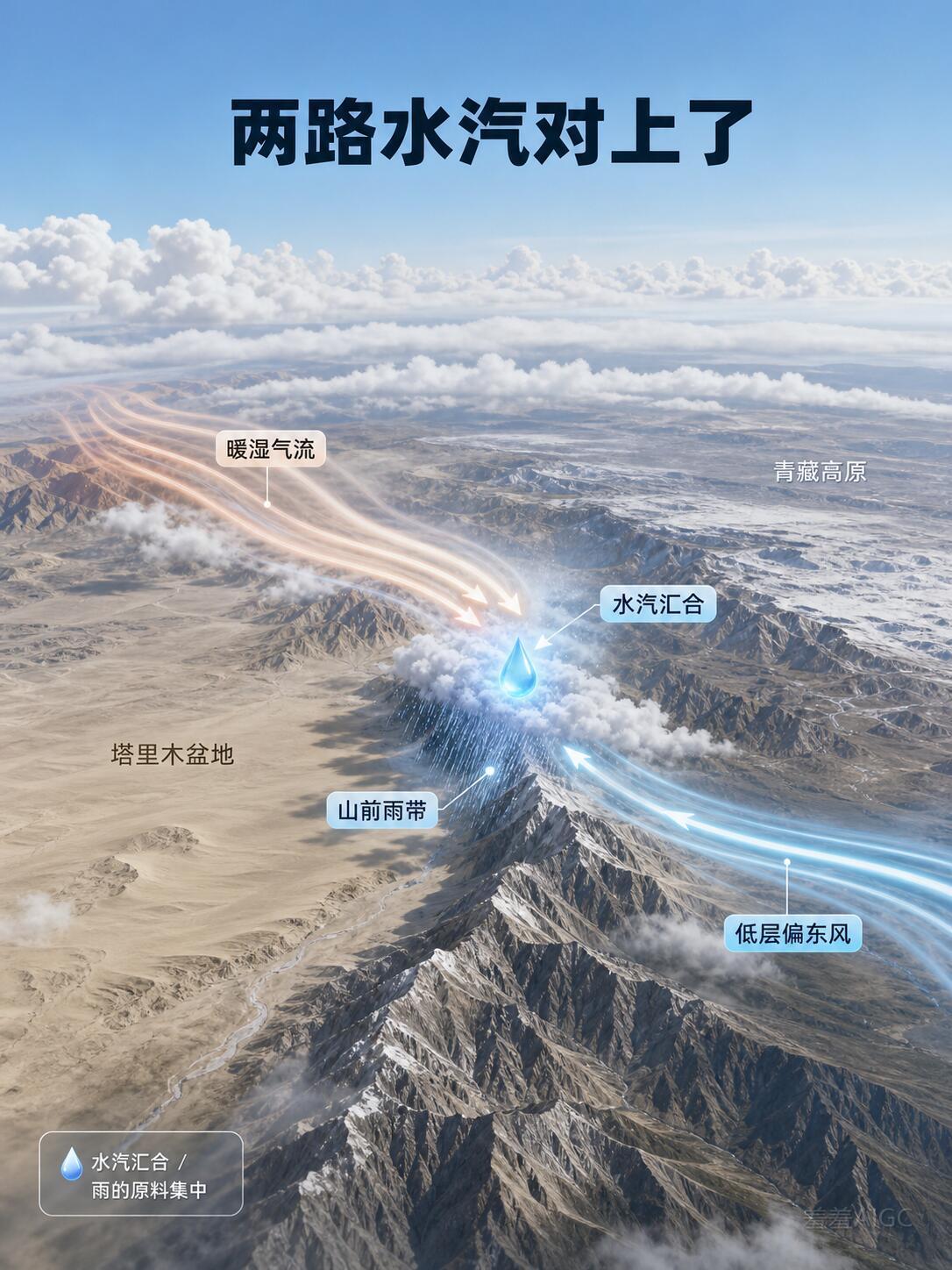 很多人疑惑：塔克拉玛干明明是大沙漠，怎么会爆发洪水？一组图把完整原理讲透，看完彻