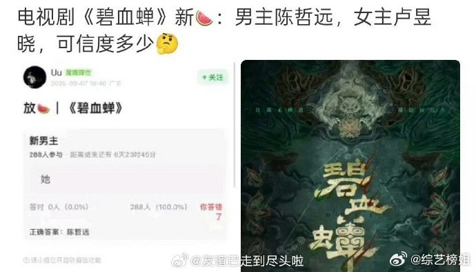 陈哲远卢昱晓碧血蝉网传陈哲远卢昱晓碧血蝉🍉陈哲远、卢昱晓，碧血蝉。朝廷冷血鹰犬