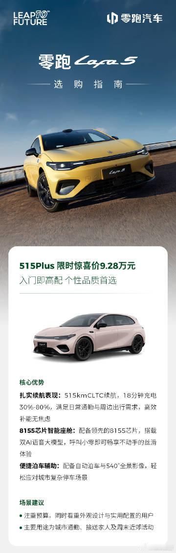 一图读懂零跑Lafa5五款配置该如何选从个性品质首选515Plus版本，到超长