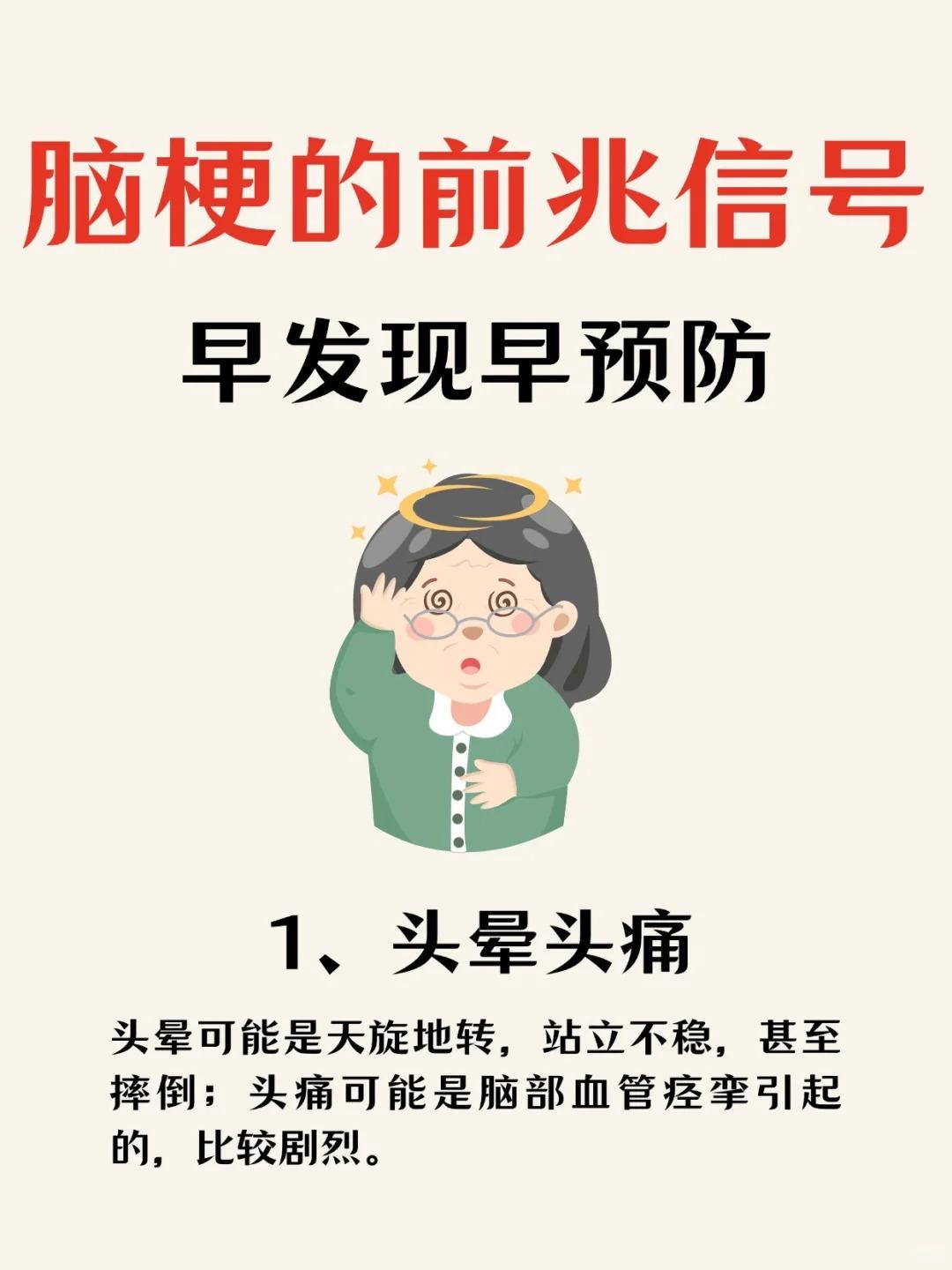 脑梗的前兆信号，早发现！早预防！