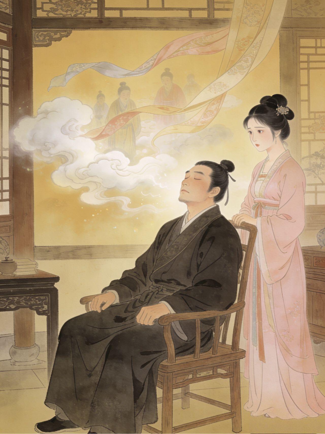 古代，有个布商娶了个小妾后天天做梦，一靠近对方头就疼，他开口道：“我认你做义女，