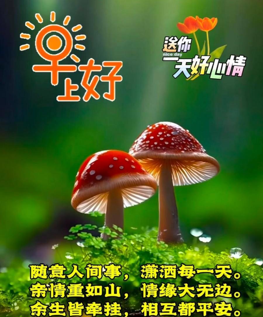 [玫瑰]早上好[玫瑰]随意人间事，潇洒每一天。亲情重如山，情缘大无边。余生