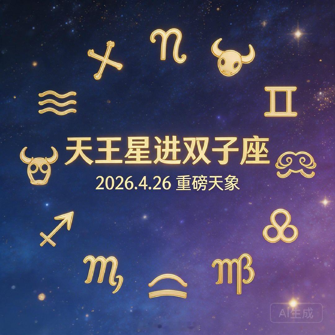 【重磅天象】天王星进双子座｜十二星座影响与建议📅2026年4月26日，天王星