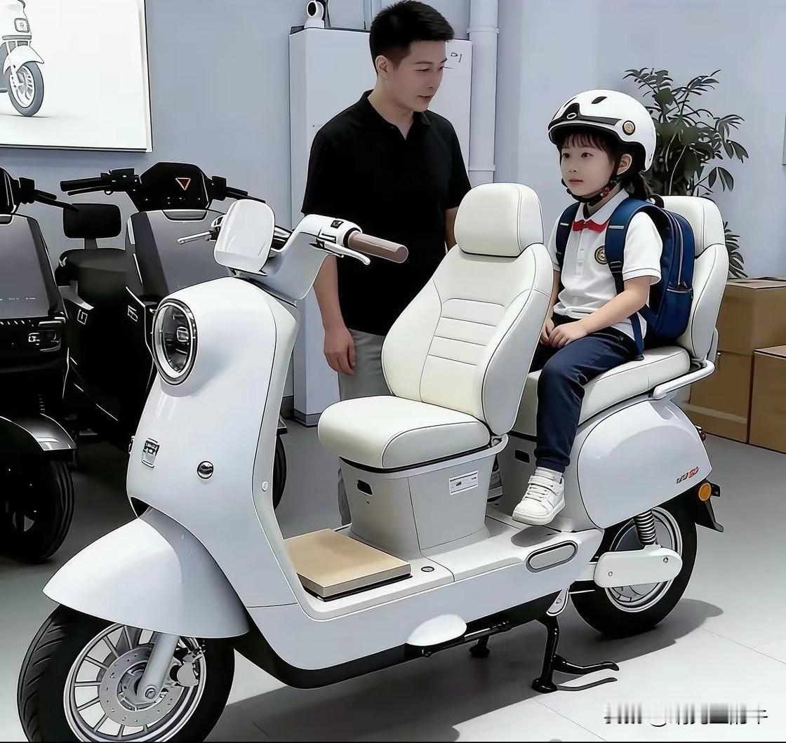 新国标电动车改成这个样子，你会考虑吗？座椅下边可以储物，座椅带靠背，大人小