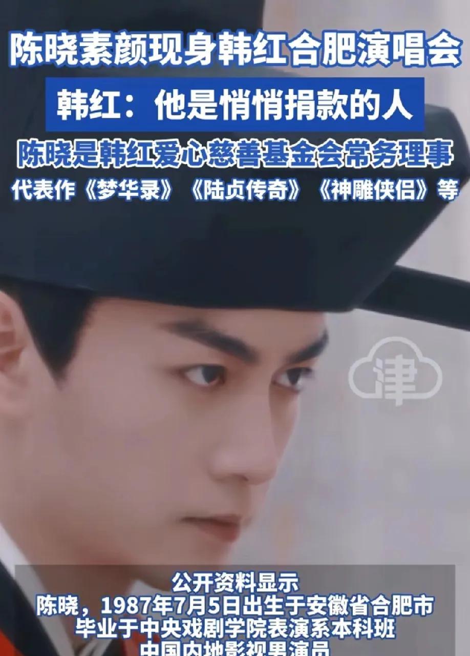 万万没想到陈晓才是那个好男人！昨晚合肥演唱会，陈晓低调现身韩红的演唱会，韩红