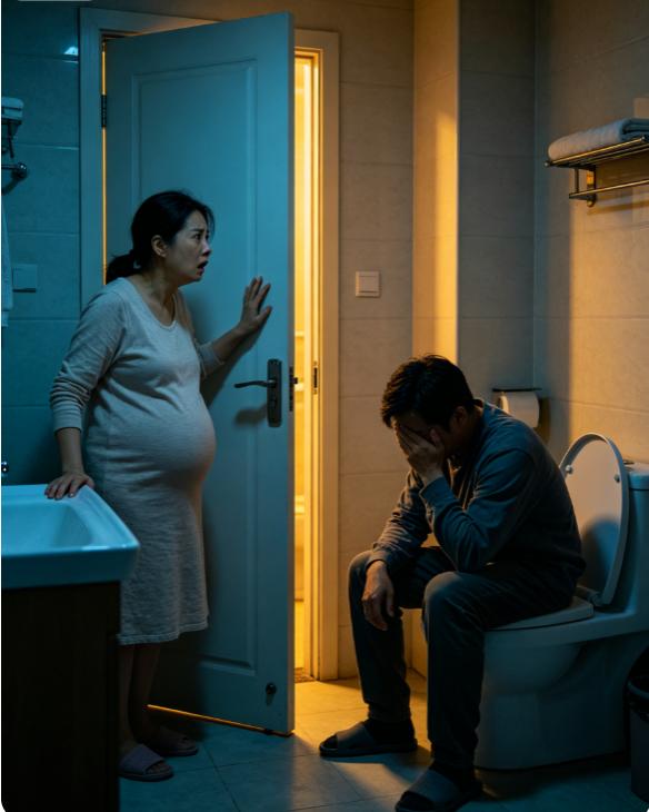 “我肚子已经八个月大了，昨晚上被尿憋醒，迷迷糊糊起来上厕所。刚走到厕所门口，突然