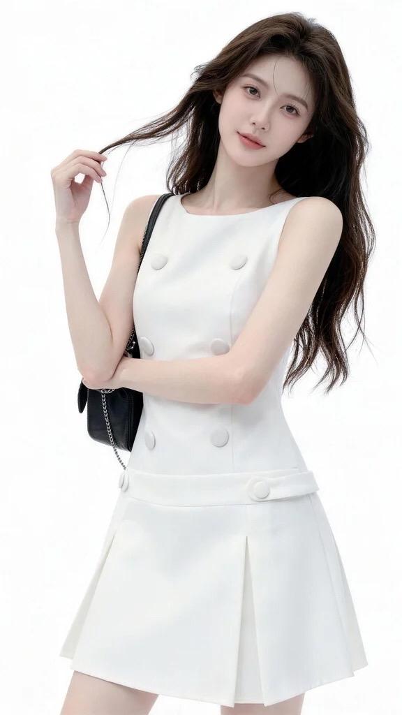 白色纱质蓬蓬裙穿搭白色连衣裙搭配气质仙女裙甜美穿搭白色针织裙的穿搭温柔白