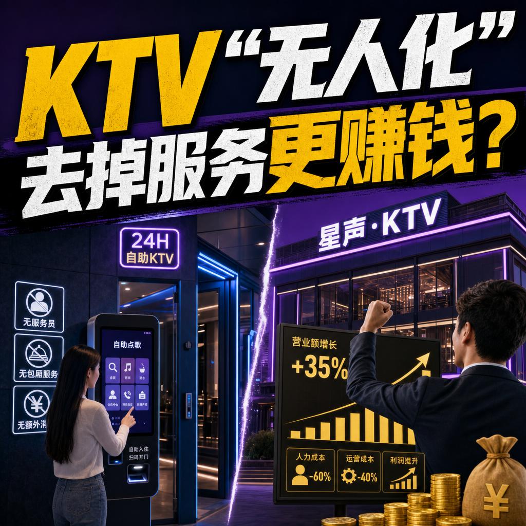 很多人觉得，把服务砍掉、把人撤走，省下的全是利润。但自助KTV这门生意正在告诉