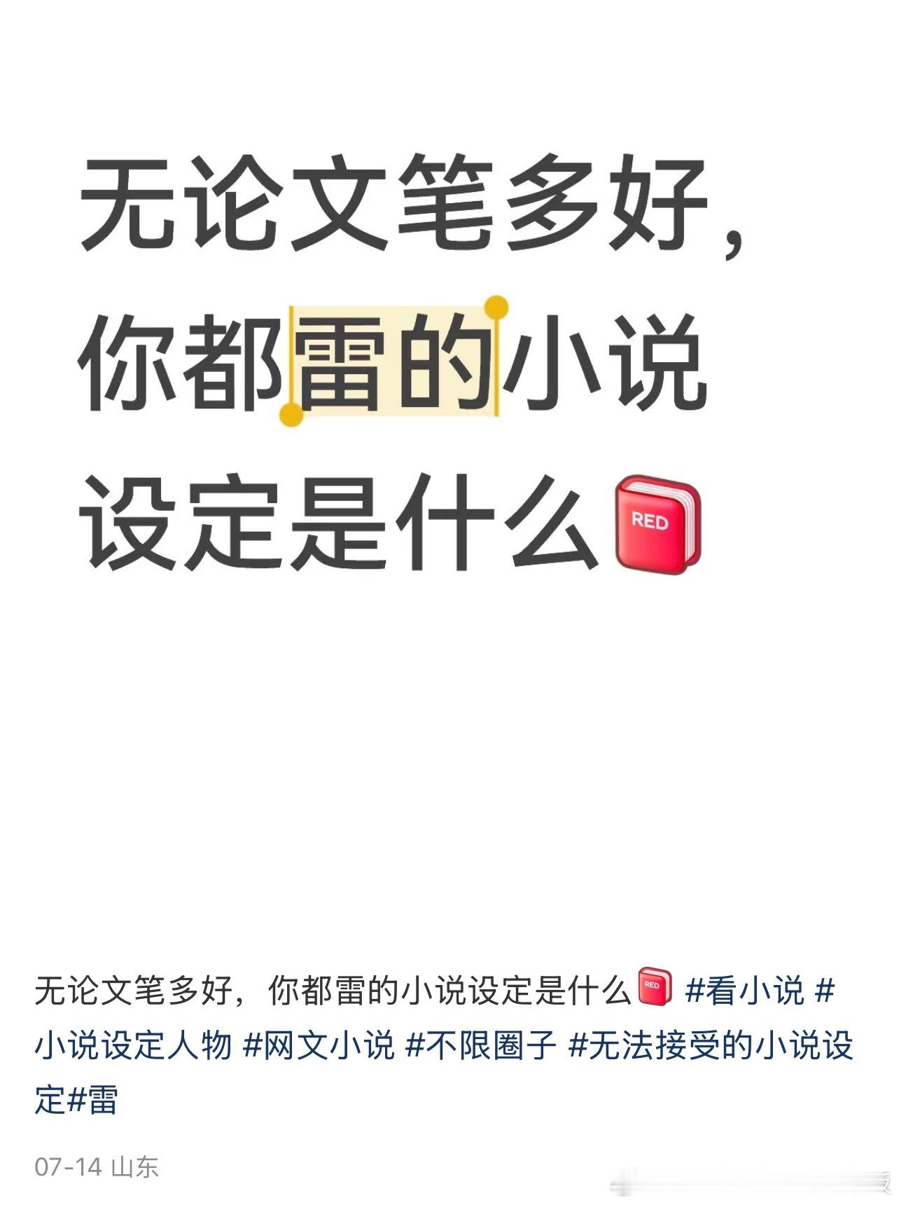 无论文笔多好，你都雷的小说设定是什么​​​