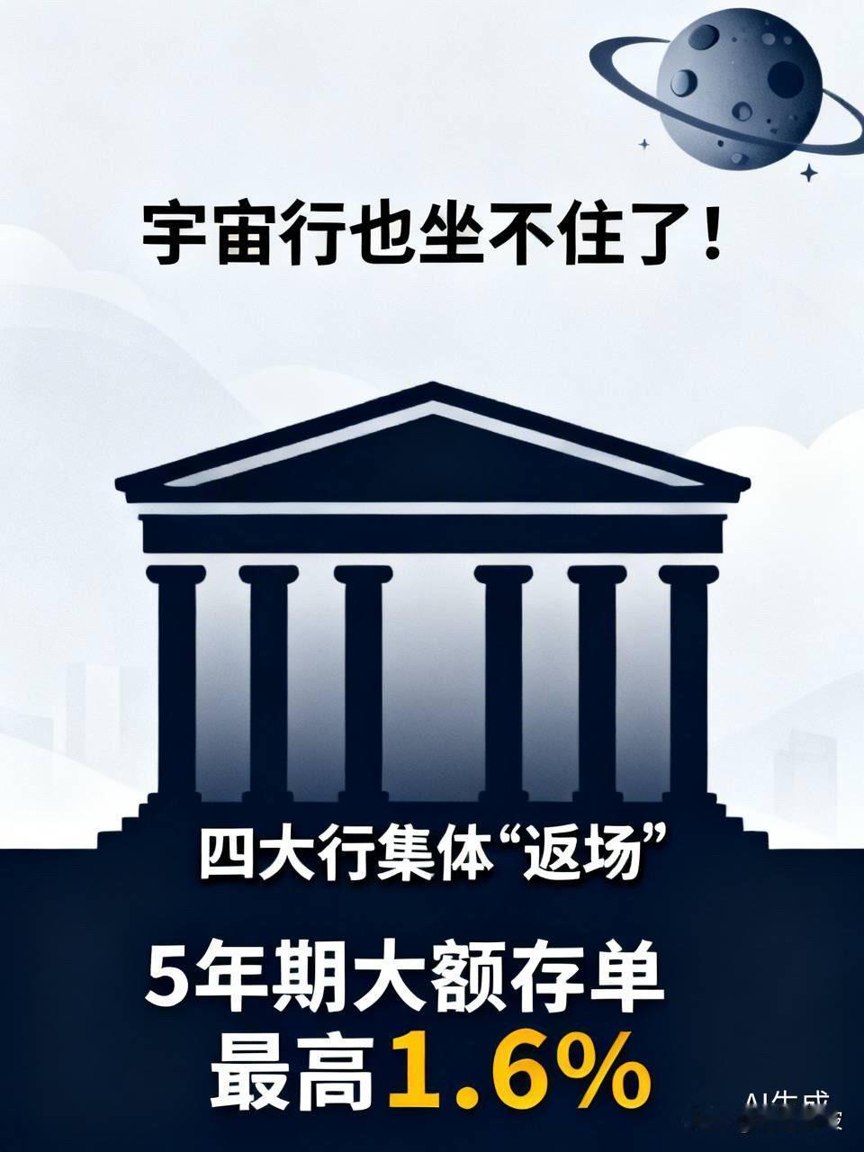 宇宙行也坐不住了！四大行集体“返场”，5年期大额存单最高1.6%，利率底部已现？