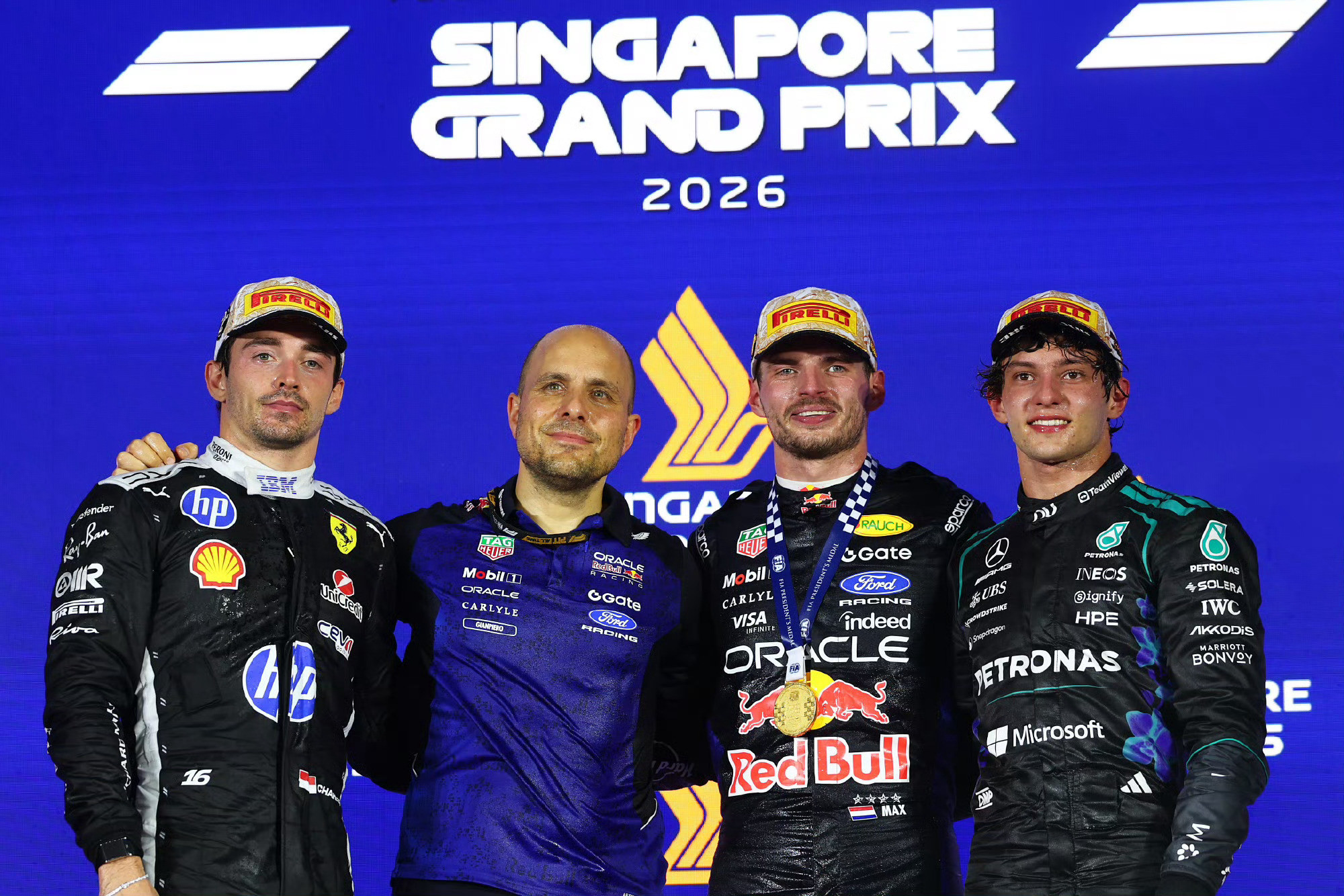 2026F1新加坡大奖赛正赛前十👇👀1️⃣维斯塔潘2️⃣勒克莱尔3️⃣安东