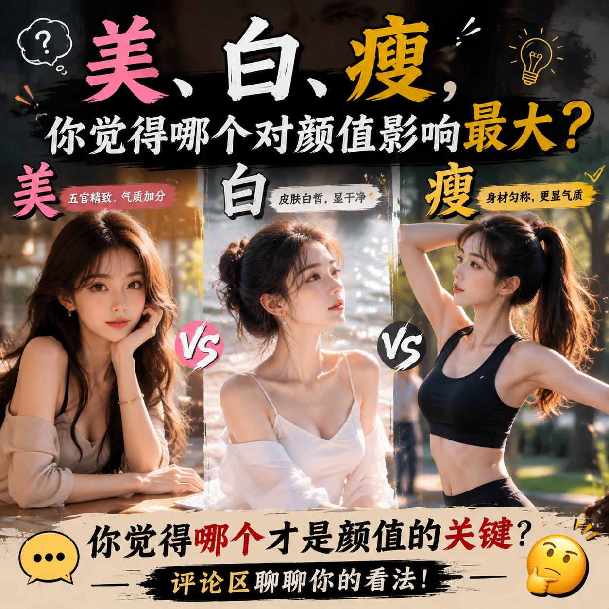 你们觉得美、白、瘦，哪个对颜值影响最大？
