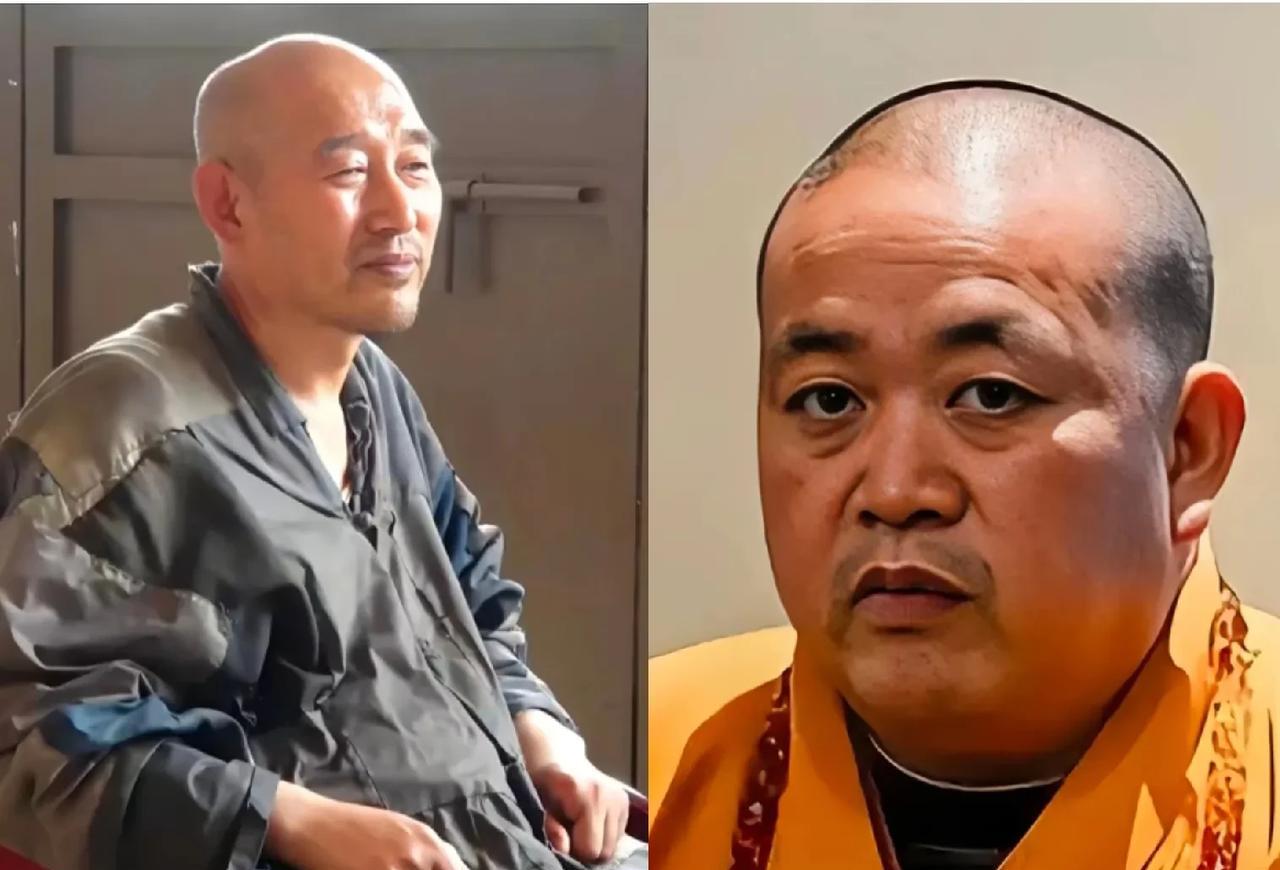 右边是少林寺的方丈释永信；左边是海城大悲寺的苦行僧；两者最大的区别显而易见，