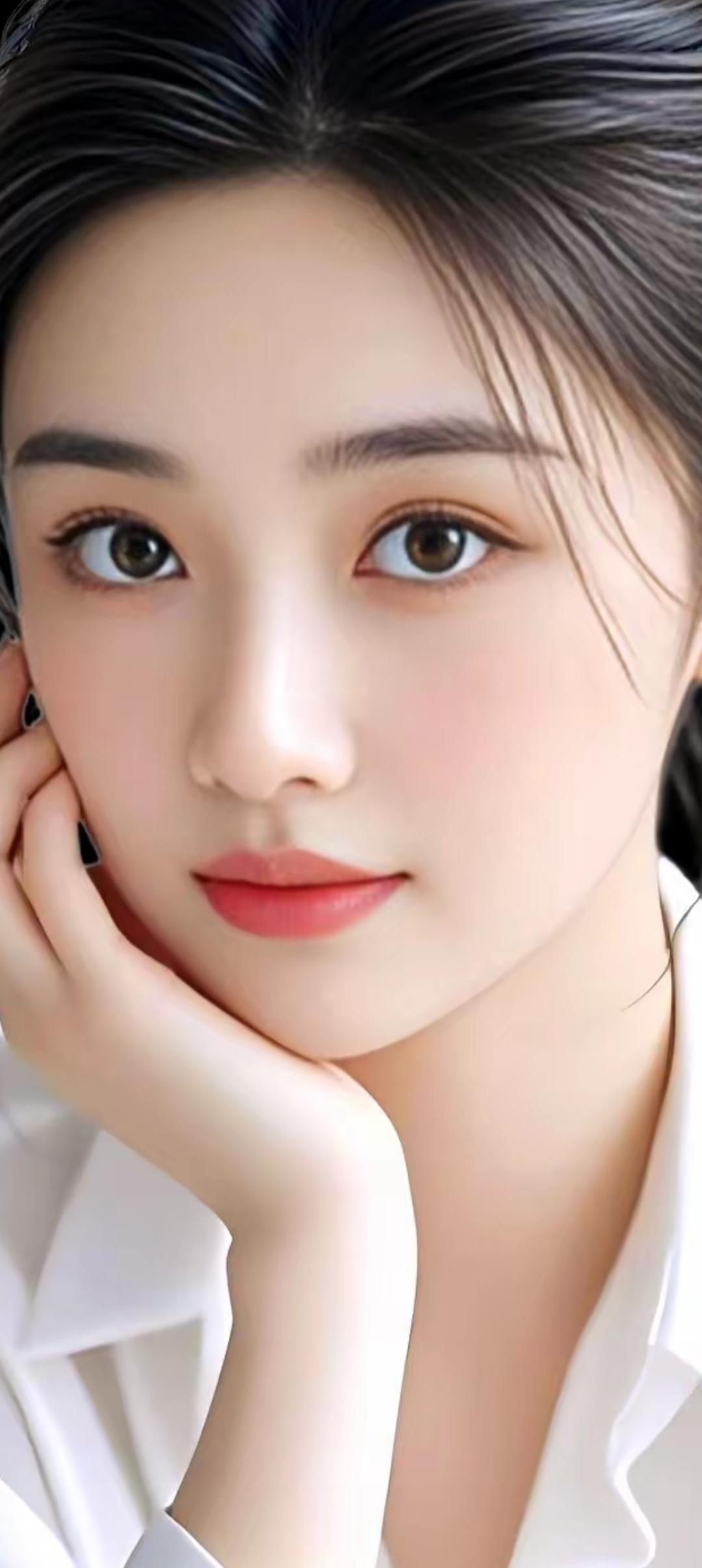 温柔甜美的少女，浅笑嫣然，白衬衫的清新，宛如春日里的阳光。