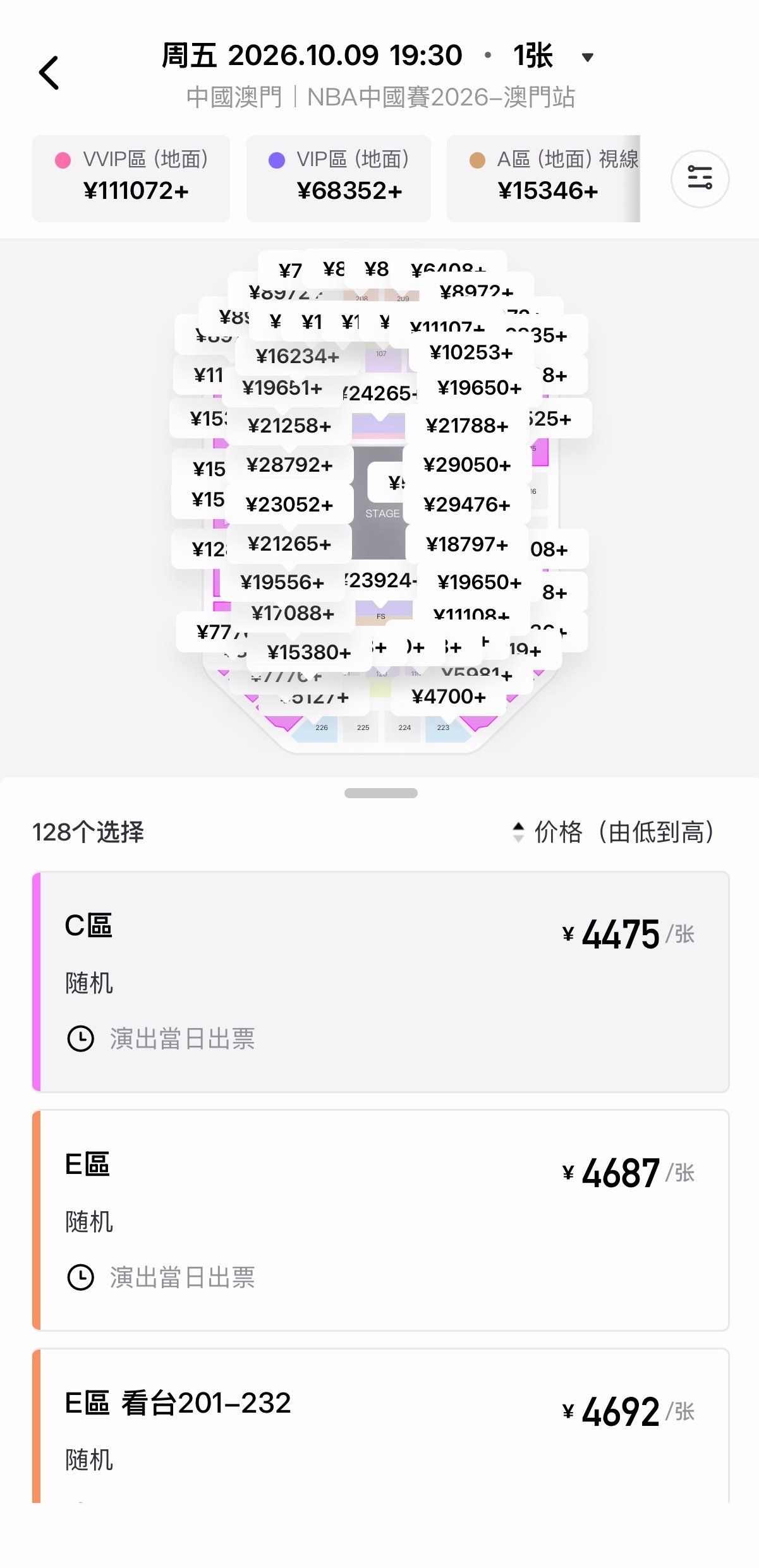 NBA中国赛门票最低抄到了4400最高内场11万[？？？]​​​