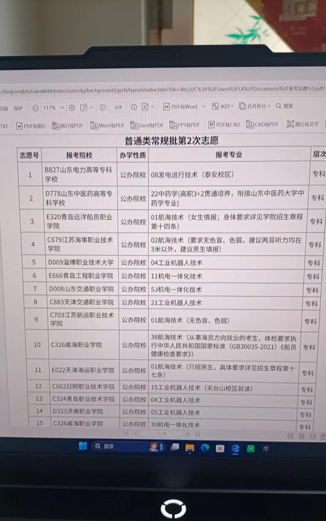 经过两天的斟酌和掂对，终于帮外甥把专科志愿报完了。439分史地生，距离本科线差