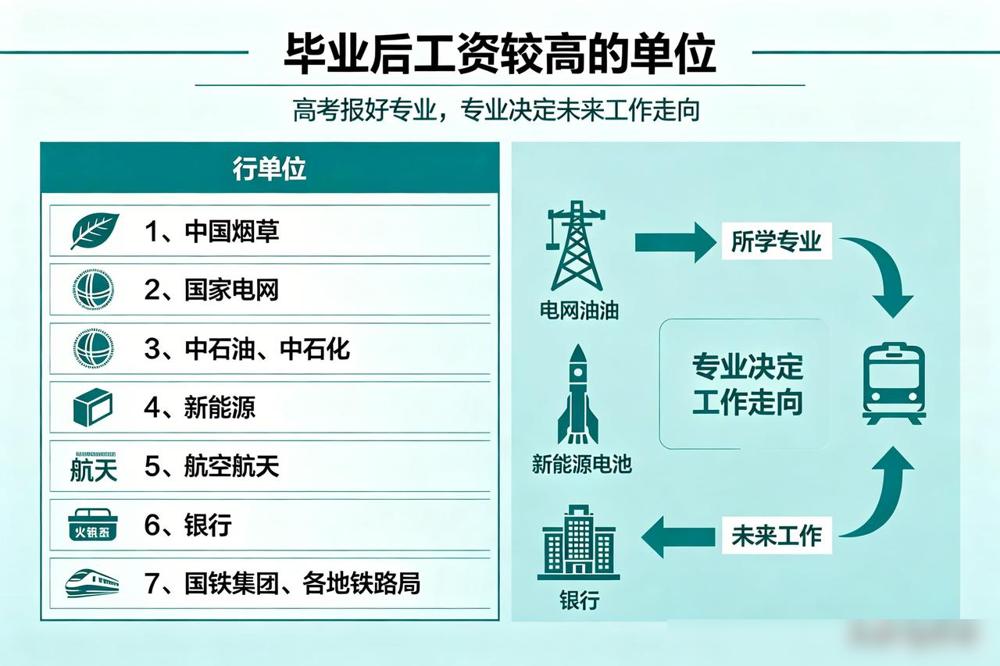 毕业后工资较高的单位：说真的这些都是过来人公认的好去向，我身边好几个亲戚家小
