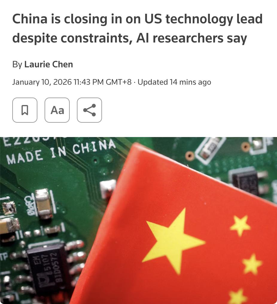 外媒：中国在人工智能（AI）领域迅速迎头赶上美国，尽管面临一些技术瓶颈。中国领先