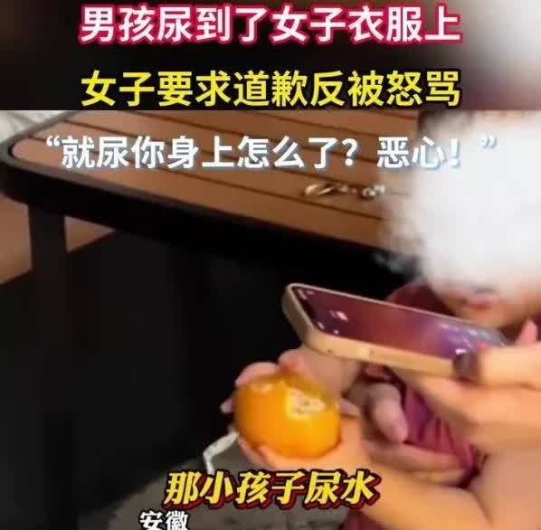 “熊孩子”又惹事！家长更可气！小男孩尿了女子一身，家长不仅不道歉，竟然还恶语