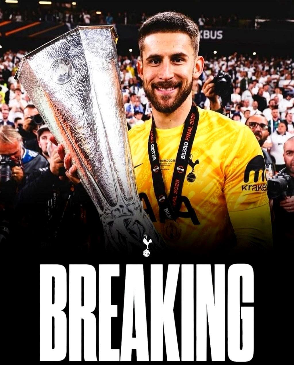 热刺全勤首发的主力国门，夏窗铁定要被扫地出门。29岁的维卡里奥本赛季踢满了