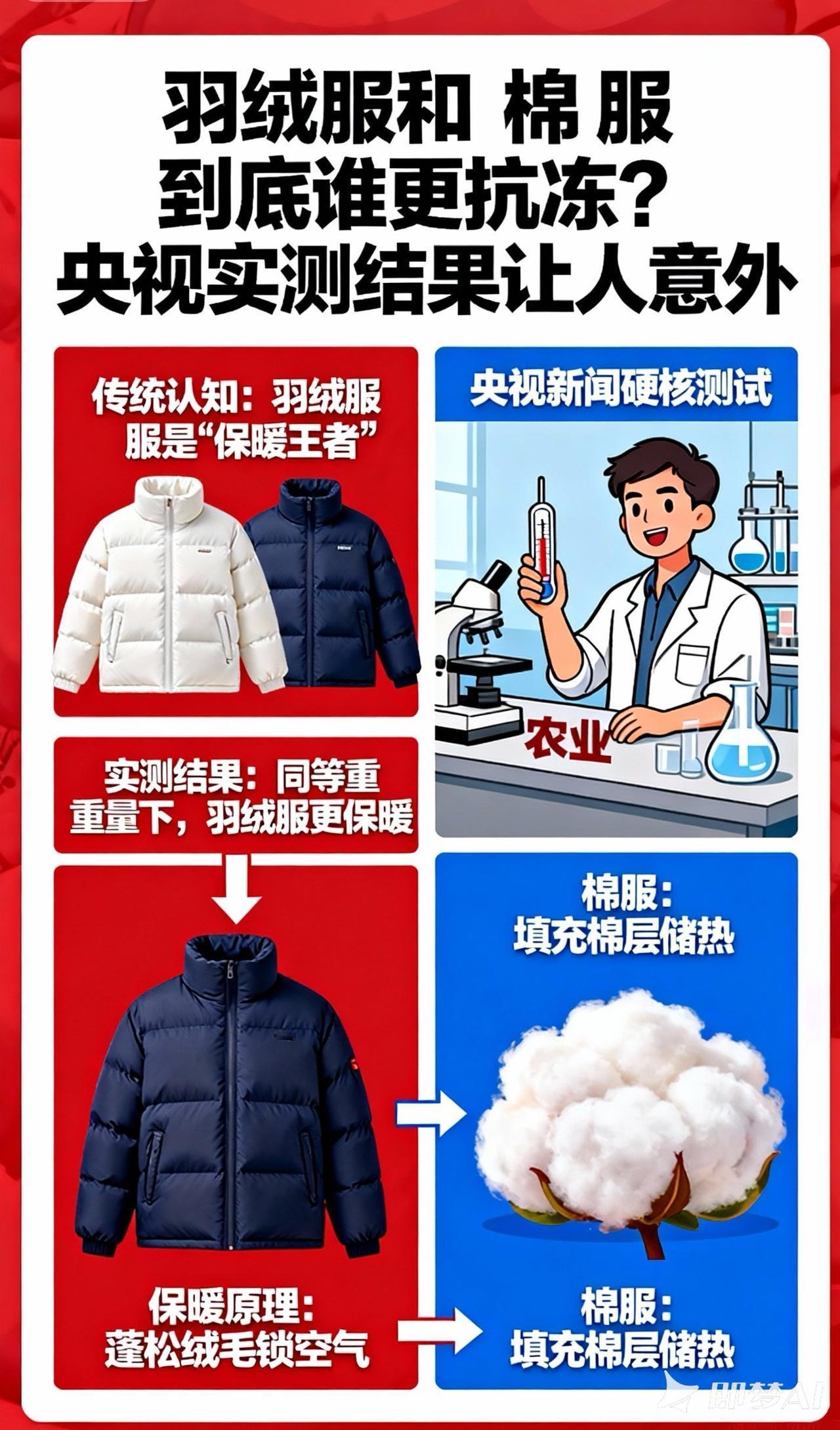 羽绒服和棉服到底谁更抗冻？央视实测结果让人意外大冷天穿什么最暖和？是羽绒服还