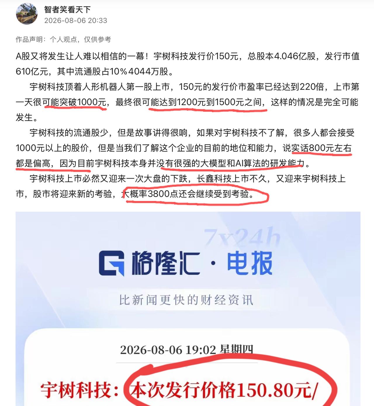 宇树科技上市就暴跌的情况是谁的过错？宇树科技上市之前楼主就发帖子把可能发生的情况