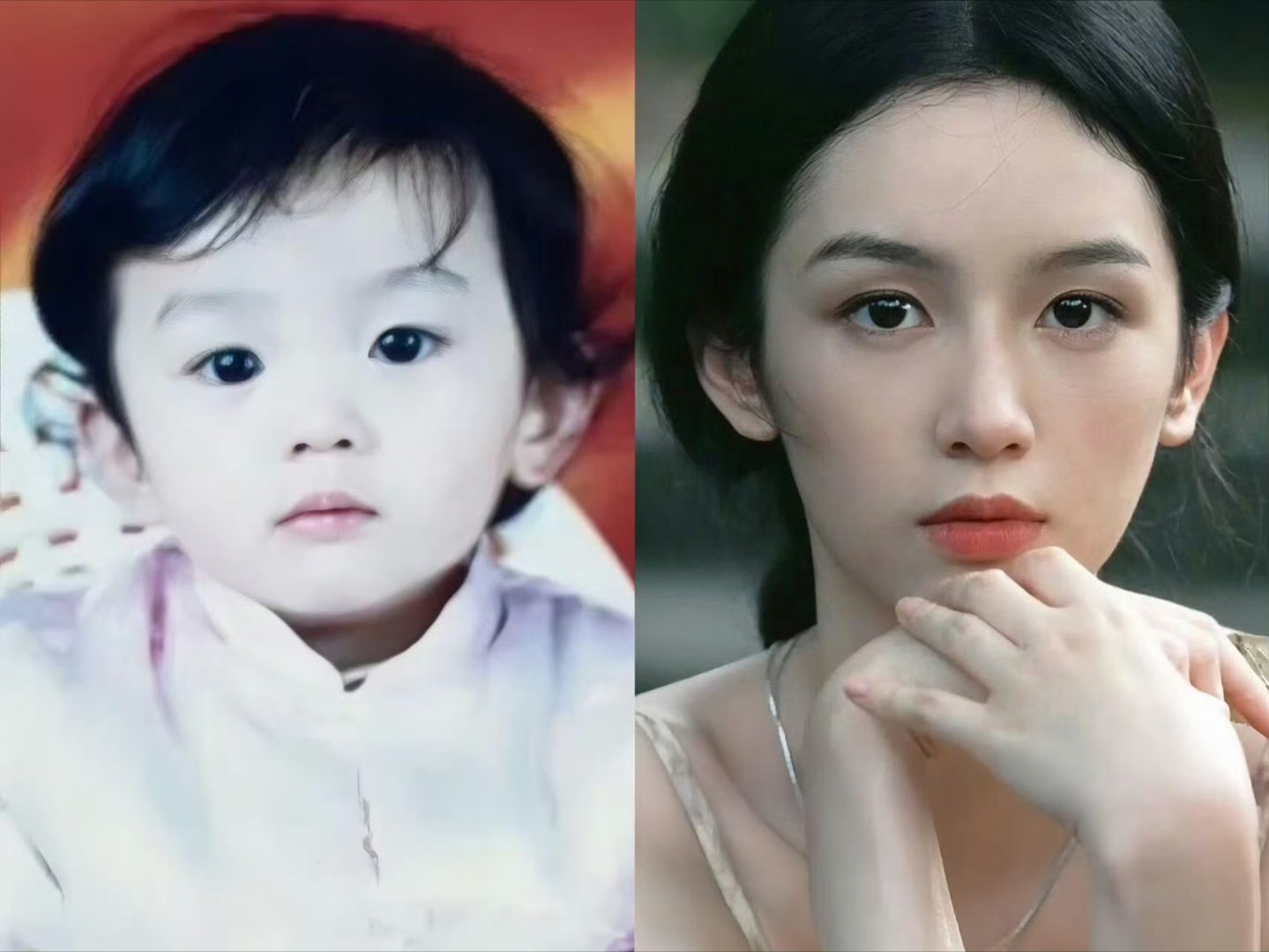 周也真的是等比例长大啊、原来真的有人从小美到大、眼睛从小就像葡萄一样大​​​